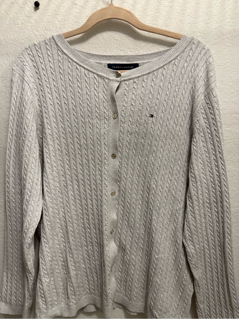 Tommy Hilfiger Women's Gray Cable-Knit Cardigan